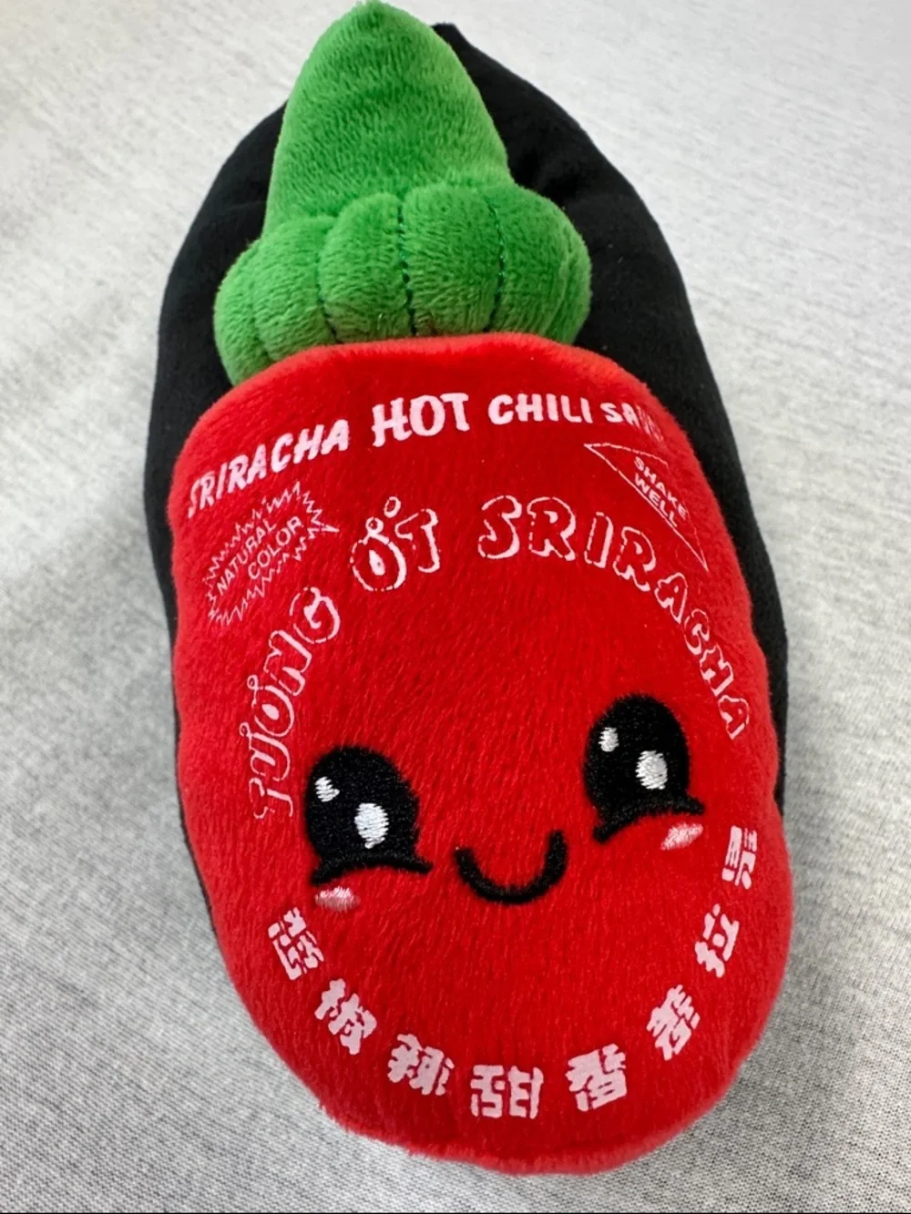 Sriracha Hot Chili Sauce Plush Slipper - Red & Green Kids size S/M